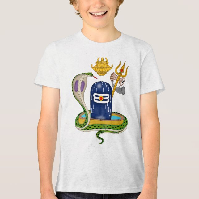 Helig Shivlingam – Gudomlig Mahadev Andlig T-Shirt (Framsida)