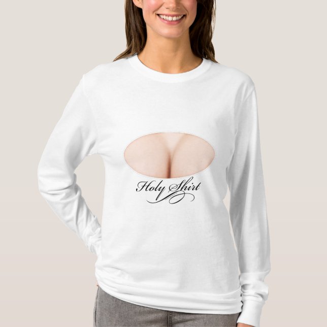 Helig skjorta (den roliga cleavageskjortan) tee shirt (Framsida)