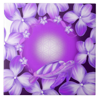 Helig-sköldpaddan, blomman av Life & Blommigt Desi Kakelplatta