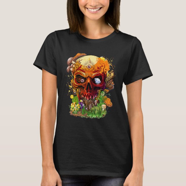 Helig Skull Art Psykedelisk design Skull T Shirt (Framsida)