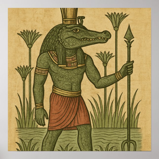 Helig Sobek Divine Crokodile Gud Poster (Framsidan)