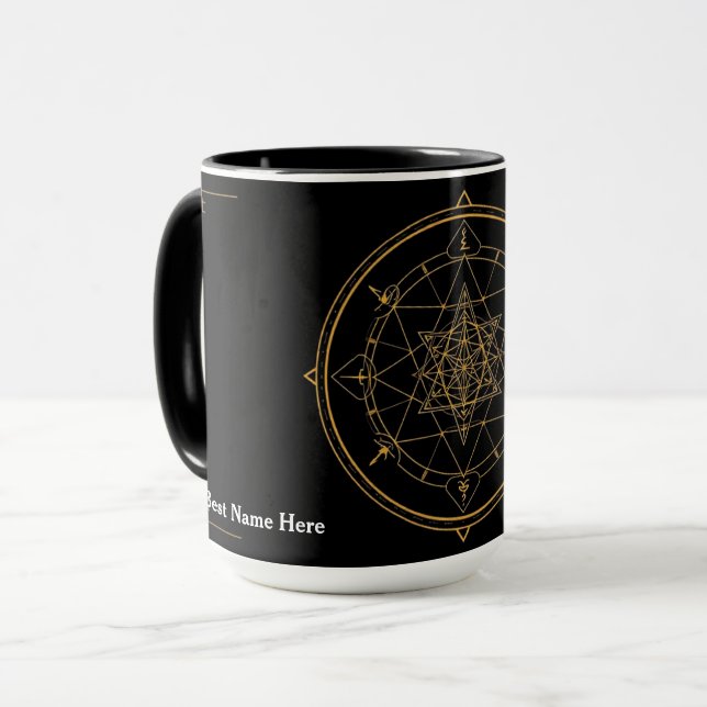 Helig Svart Geometrisk Kaffemugge Mugg (Framsida vänster)