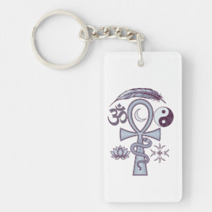 Helig-symboler - Ankh, serpent och ekonomisk balan Nyckelring