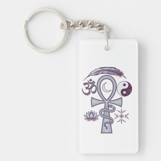 Helig-symboler - Ankh, serpent och ekonomisk balan Nyckelring (Framsidan)