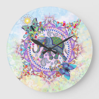 Helig Tribal Henna Elephant stor klocka