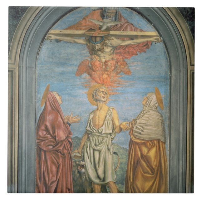 Helig Trinity med St Jerome (frescoen) Kakelplatta (Framsidan)