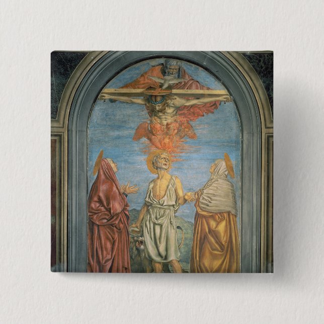 Helig Trinity med St Jerome (frescoen) Knapp (Framsida)
