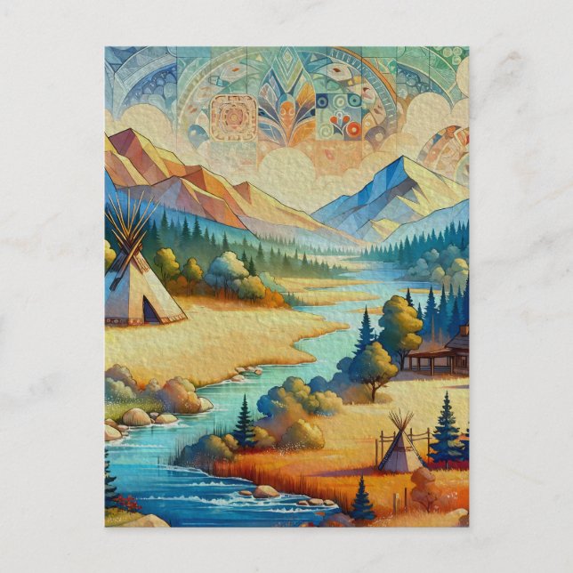 Helig Valley - Native American Tribal Landcape Vykort (Framsida)