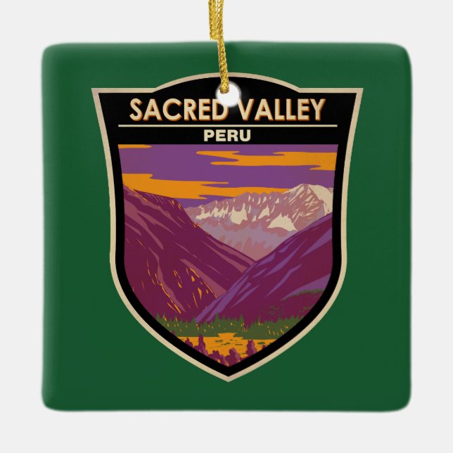 Helig Valley Peru Travel Art Vintage Julgransprydnad Keramik (Framsida)
