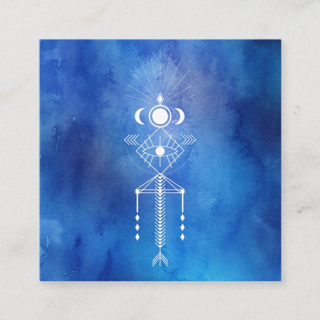 *~* Helig vattenfärg Shaman Primär aztec Tribal Fyrkantigt Visitkort (Framsida)