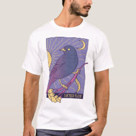 Helig Whimsical Fågel med Halvmåne T Shirt