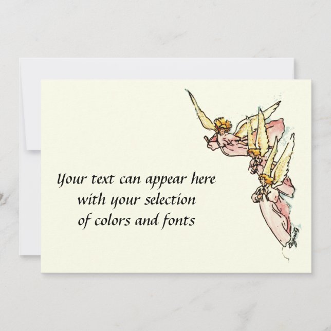 Heliga Änglar Rosa Gown Watercolor Paeing Julkort (Framsida)