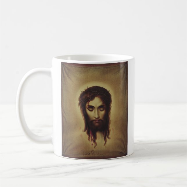 Heliga Ansikte av Jesus Kristus Kaffemugg (Vänster)