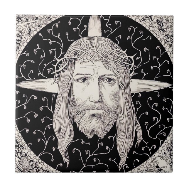 Heliga Ansikte av Jesus Kristus Kakelplatta (Framsidan)