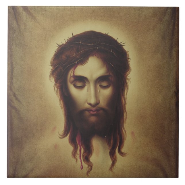 Heliga ansiktet Jesus Kristus Kakelplatta (Framsidan)