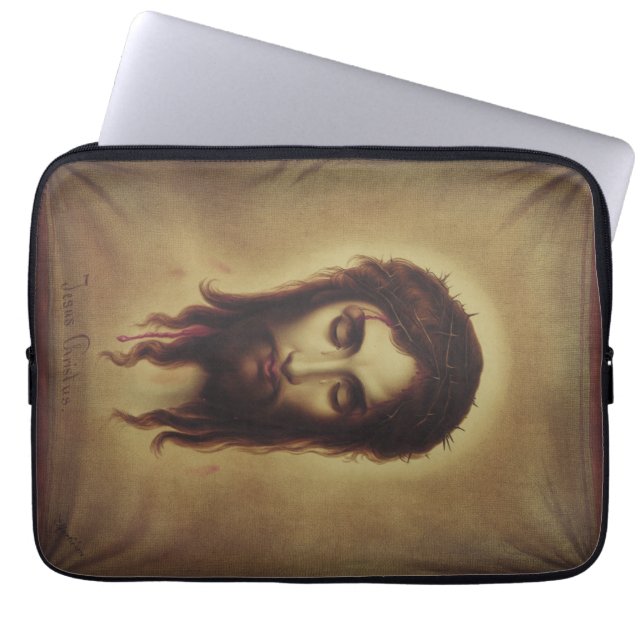 Heliga ansiktet Jesus Kristus Laptop Fodral (Framsidan)