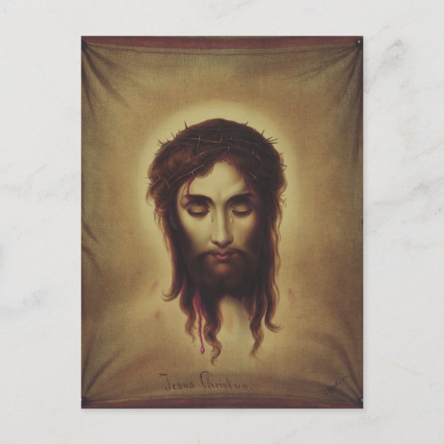 Heliga ansiktet Jesus Kristus Vykort (Framsida)