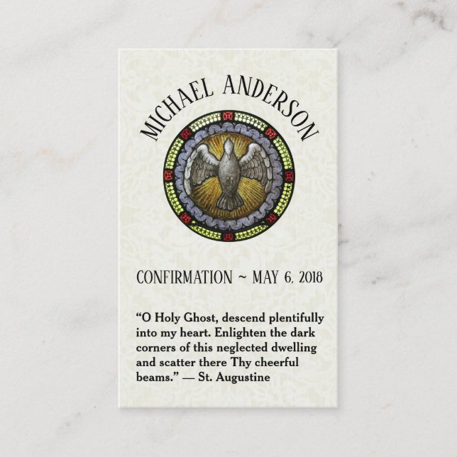 Heliga av uppsåtligt glas visitkort (Framsida)