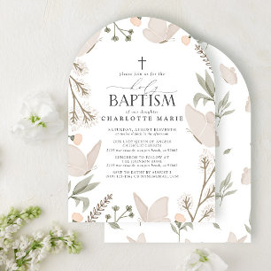 Heliga Baptism Butterflies Watercolor Blommigt Neu Inbjudningar