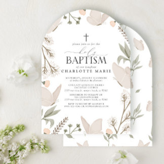 Heliga Baptism Butterflies Watercolor Blommigt Neu Inbjudningar