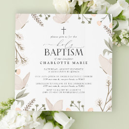 Heliga Baptism Butterflies Watercolor Blommigt Neu Inbjudningar