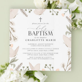 Heliga Baptism Butterflies Watercolor Blommigt Neu Inbjudningar