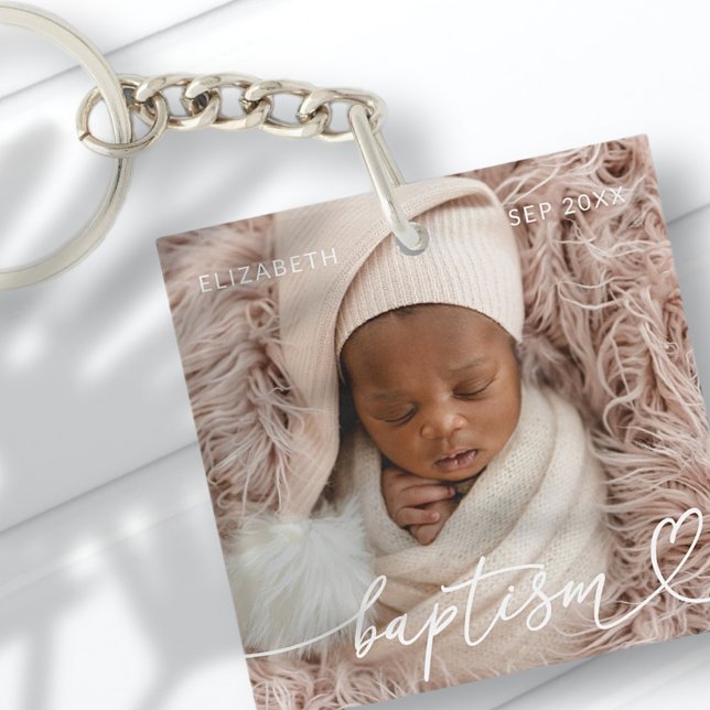 Heliga Baptism Elegant Modern Chic Heart Baby Phot (Skapare uppladdad)