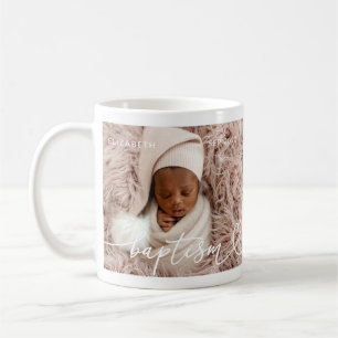 Heliga Baptism Elegant Modern Chic Heart Baby Phot Kaffemugg