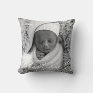 Heliga Baptism Elegant Modern Chic Heart Baby Phot Kudde