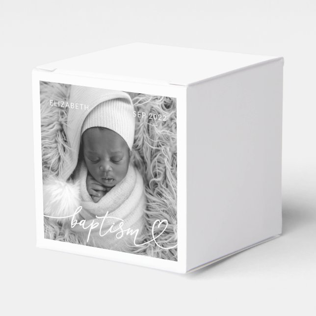 Heliga Baptism Elegant Modern Chic Heart Baby Phot Presentaskar (Framsidan Sidan)
