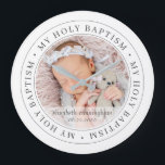 Heliga Baptism Enkel foto för modern Anpassningsba Stor Klocka<br><div class="desc">Den här enkla och klassiska designen består av serif-typografi och lägger till ett anpassningsbar-foto. "Min Heliga Baptism" cirklar bilden av baby,  barn osv.</div>