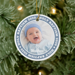 Heliga-baptism Enkel fotokeepé för modern Anpass Julgransprydnad Keramik