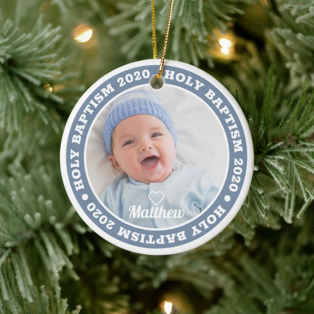 Heliga-baptism Enkel fotokeepé för modern Anpassni Julgransprydnad Keramik (Träd)