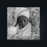 Heliga Baptism Modern Elegant Chic Heart Baby Phot Knapp<br><div class="desc">Den här enkla och moderna designen består av serif-typografi och lägger till ett foto av anpassningsbarna,  lägg till baby namn och månad och år av baptism</div>