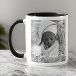 Heliga Baptism Modern Elegant Chic Heart Baby Phot Mugg<br><div class="desc">Den här enkla och moderna designen består av serif-typografi och lägger till ett foto av anpassningsbarna,  lägg till baby namn och månad och år av baptism</div>