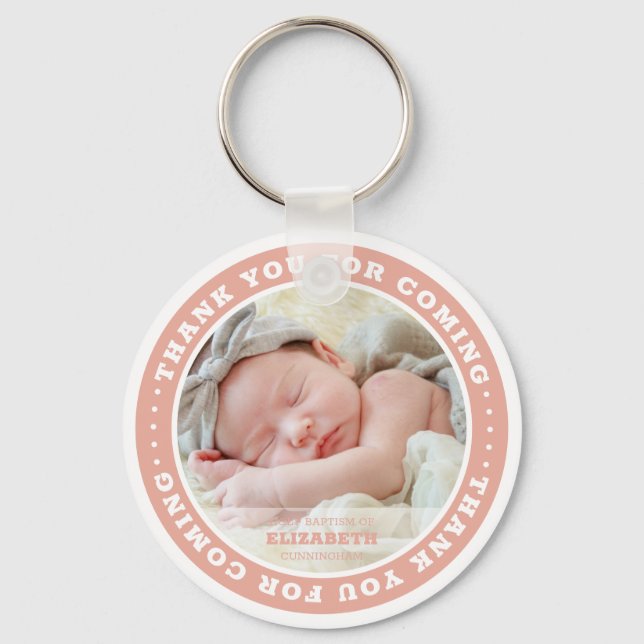 Heliga Baptism Modern Photo Favor med enkel Anpass Nyckelring (Framsida)