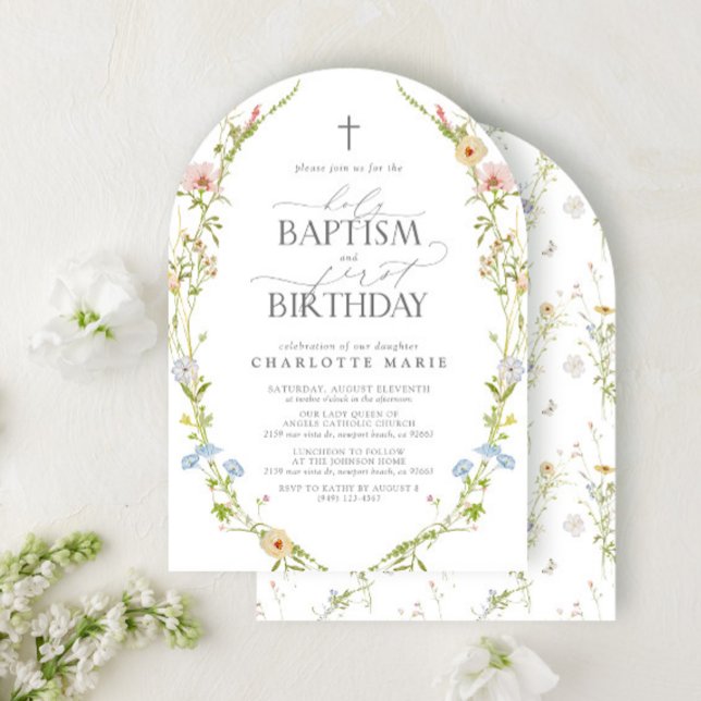 Heliga Baptism och 1:a födelsedagsnäringens natur Inbjudningar (Skapare uppladdad)