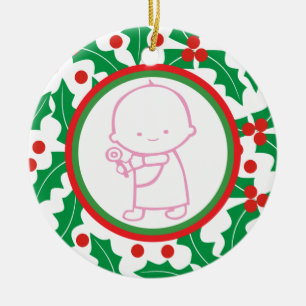 Heliga Berry Baby's 1st jul Anpassningsbar Ornamen Julgransprydnad Keramik