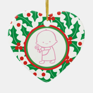 Heliga Berry Baby's 1st jul Anpassningsbar Ornamen Julgransprydnad Keramik