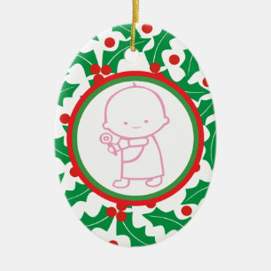 Heliga Berry Baby's 1st jul Anpassningsbar Ornamen Julgransprydnad Keramik