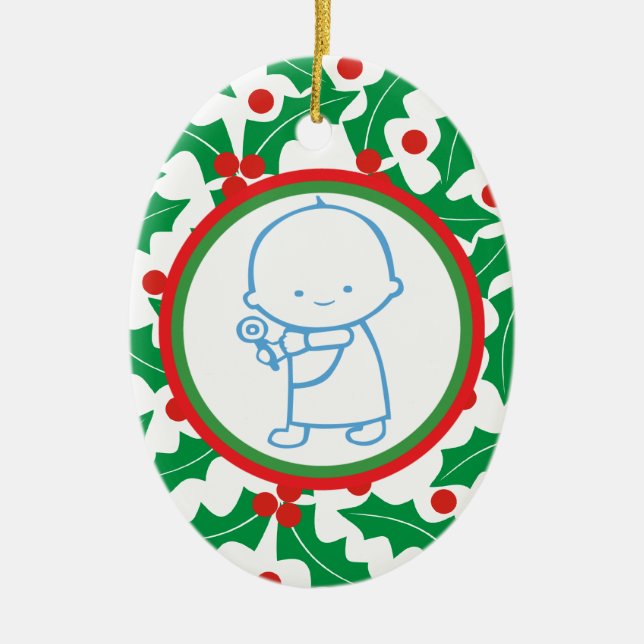 Heliga Berry Baby's 1st jul Anpassningsbar Ornamen Julgransprydnad Keramik (Framsidan)