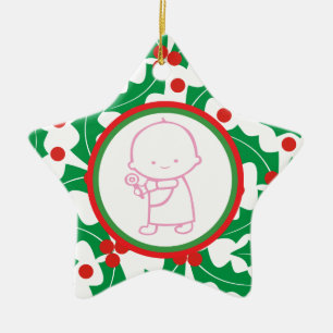 Heliga Berry Baby's 1st jul Anpassningsbar Ornamen Julgransprydnad Keramik