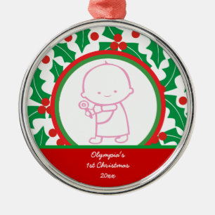 Heliga Berry Baby's 1st jul Anpassningsbar Ornamen Julgransprydnad Metall
