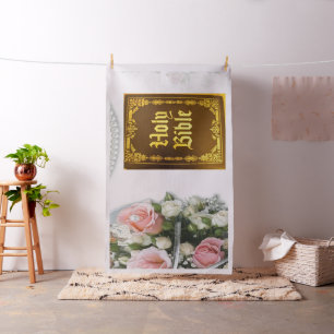 Heliga Bible Blommigt Fabric Tyg