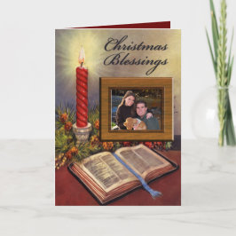 Heliga Bible Christian Photo jul Card w/Verse Helgkort