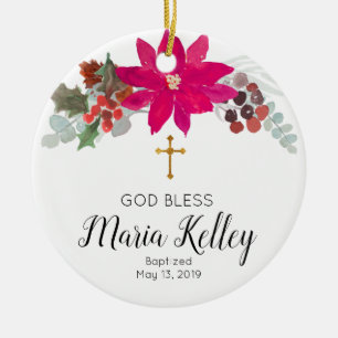 Heliga Blommigt Personlig Flickbaptism Ornamet Julgransprydnad Keramik