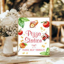 Heliga Cannoli Baby Shower Pizza Station Affisch