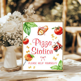 Heliga Cannoli Baby Shower Pizza Station Affisch