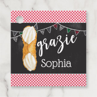 Heliga Cannoli Birthday Square Favor Tag Gåvor Etiketter