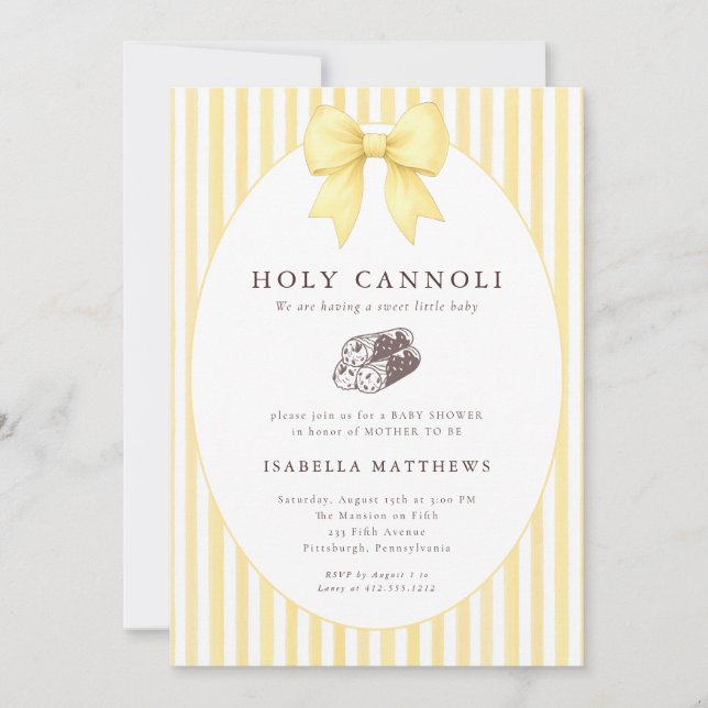 Heliga Cannoli Bow Baby Shower  Inbjudningar (Framsida)
